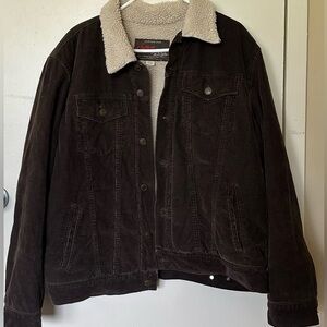 Dark Brown Corduroy Sherpa Jacket
